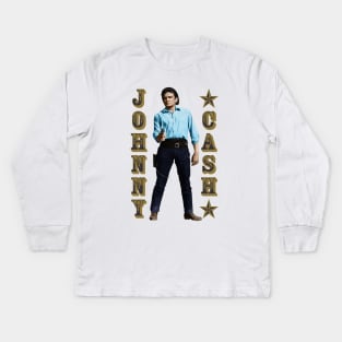 Johnny Cash - The Country Music Outlaw Kids Long Sleeve T-Shirt